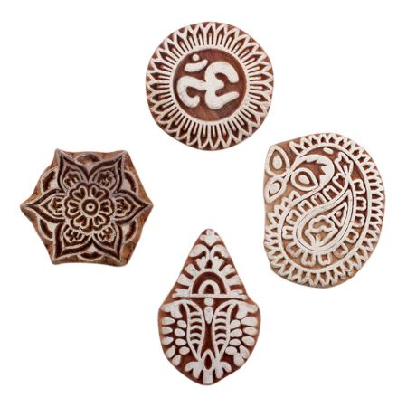 Set of 4 Piece New Mix Wooden Printing Block